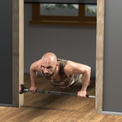 17. HMS DD401 Klimmzugstange mit Wasserwaage, Breite 98-133 cm