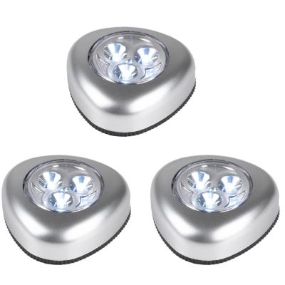 Set aus 3 batteriebetriebenen LED-Lampen mit Erdung