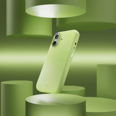 7. Puro Icon Mag Pro Flüssigsilikonhülle für iPhone 17, MagSafe-kompatibel, mit Kameraschutz und Aluminiumknöpfen – Grün