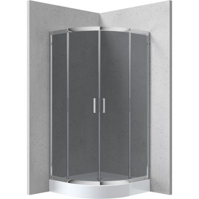 Halbrunde Duschkabine mit Duschwanne 90x90 cm