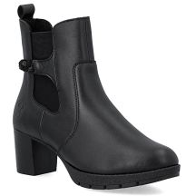 Damen-Ankle-Boots aus Leder mit Absatz, gefüttert, schwarz, Rieker 77651-00