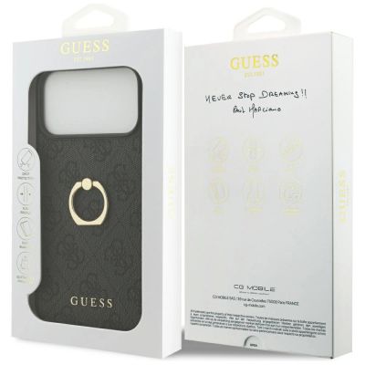 8. Guess 4G Ring Stand Hülle für iPhone 17 Pro Max - Schwarz