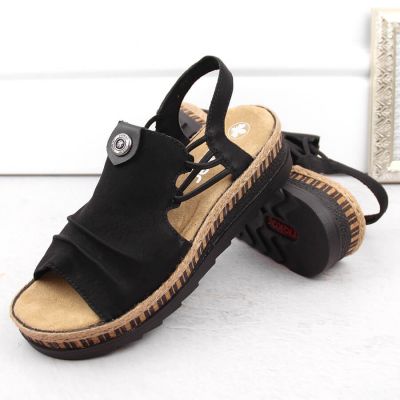 7. Bequeme Rieker W RKR677 schwarze Sandalen