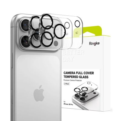 Ringke Kamera-Vollschutzfolie aus gehärtetem Glas (2er-Pack) für iPhone 18 Pro – Schwarz