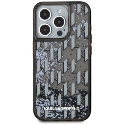 3. Karl Lagerfeld Liquide Glitter Monogram Gradient iPhone 15 Pro Hülle - Schwarz