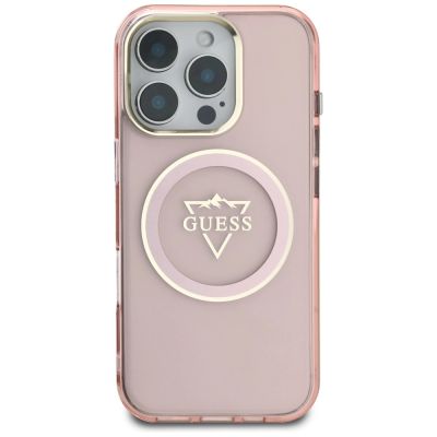 3. Guess IML Metal Mountain Logo MagSafe iPhone 16 Pro Max Hülle - Rosa