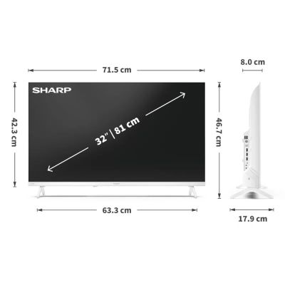 10. Sharp LC-32HF2265EW 81,3 cm (32 Zoll) HD Smart-TV mit WLAN, Weiß