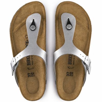 10. Birkenstock Gizeh Birko-Flor Damen Flip-Flops silber normal breit (0043851)