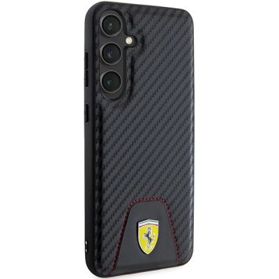 4. Ferrari Carbon Stitched Bottom Case für Samsung Galaxy S24+ – Schwarz