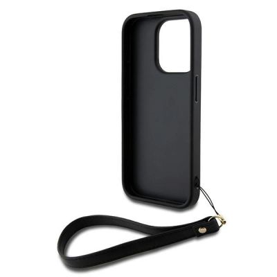 5. DKNY Wrist Strap Stock Logo Hülle für iPhone 15 Pro – Schwarz