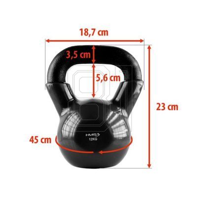 13. HMS KNV12 SCHWARZE Kettlebell aus Gusseisen mit Vinylbeschichtung 