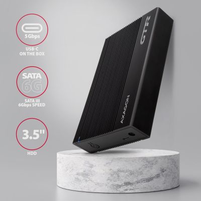 2. AXAGON EE35-GTR USB-C 3.2 Gen 1 - SATA 6G, 3,5" externes Festplattengehäuse, gerillt - Schwarz