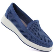 Blaue Damen-Plateauschuhe mit Lochmuster, Sergio Leone MK097H