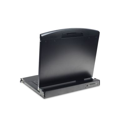 32. Modulare KVM-Konsole mit 19-Zoll-TFT-LCD-Bildschirm, 8 VGA-Anschlüssen, Touchpad, GE-Tastatur, schwarz
