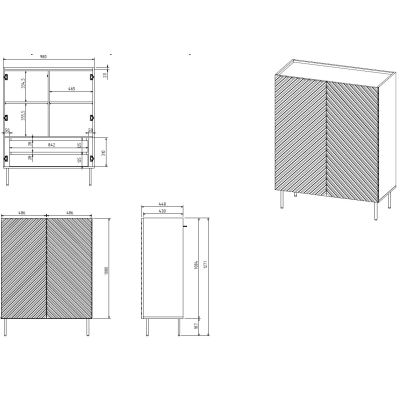 4. 2D2SZ ONDA Bücherregal 98x45x127 schwarz