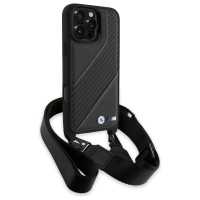 3. BMW M Edition Carbon Stripe & Strap Hülle für iPhone 16 Pro Max – Schwarz