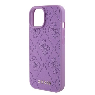 5. Guess GUHCP15SP4EPMU iPhone 15 6,1" lila/helllila Hardcase Leder 4G gestempelt