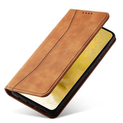 4. Magnet Fancy Case für Samsung Galaxy S23+ Flip Cover Wallet Stand Braun