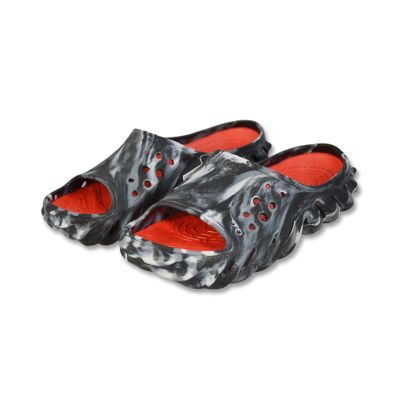 3. Crocs Echo Marbled Slide Pool Clogs in Schwarz/Flame - 208467-0X9