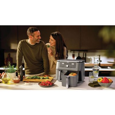 27. Ninja DZ400EU Doppelfritteuse 9,5 l, autonom, 2470 W, Heißluftfritteuse, Grau