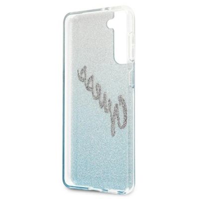 7. Guess GUHCS21MPCUGLSBL S21+ G996 blau/blaues Hardcase Glitter Gradient Script