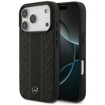 Mercedes Leather Laurel Leaves Stripes MagSafe Case für iPhone 17 Pro - Schwarz