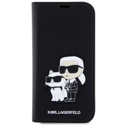 3. Karl Lagerfeld KLBKP14LSANKCPK iPhone 14 Pro 6,1" Bücherregal schwarz/schwarz Saffiano Karl & Choupette