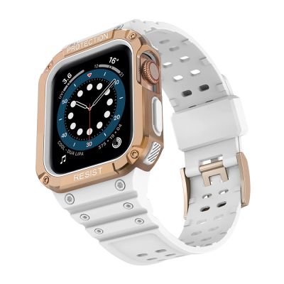 2. Schutzarmband für Apple Watch 38/40/41 mm Panzergehäuse-Armband - Weiß, Roségold
