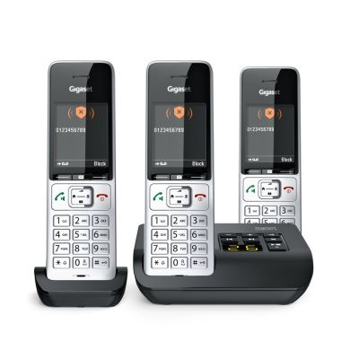 6. Gigaset 500A Comfort Trio Schnurlostelefon - Anrufbeantworter - ECO DECT\GAP\CAT-iq - Silber + 2 zusätzliche Mobilteile