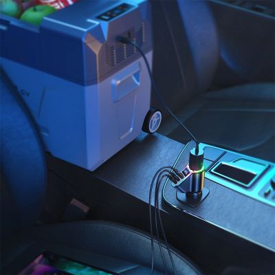 10. Joyroom Schnell-Autoladegerät 4in1 USB-A QC3.0 / 2xUSB-C PD 150W Schwarz (JR-CL21)