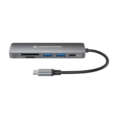 6. Conceptronic DONN11G Dockingstation, kabelgebunden, USB 3.2 Gen 1 (3.1 Gen 1), Typ-C, Grau