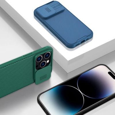 14. Nillkin CamShield Pro Hülle iPhone 14 Pro Max Gepanzerte Abdeckung Kameraschutz Blau