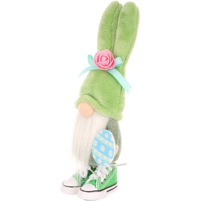 3. Zwergenhase, 25 cm, grün, in Turnschuhen, Frühlingsdekoration