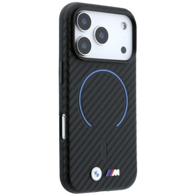 4. BMW M Carbon Printed Ring MagSafe Hülle für iPhone 17 Pro / 18 Pro - Schwarz