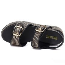 Schwarze und goldene Plateau-Sandalen für Damen, Artiker 58C1741