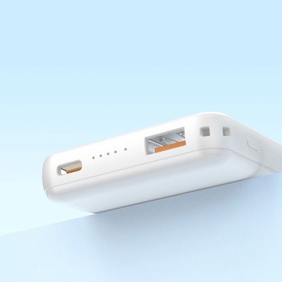 6. Dudao K14S Magnetische Powerbank 20W 5000mAh 1x USB-A 1x USB-C - Weiß