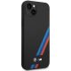4. BMW Silikonhülle mit schrägen Streifen für iPhone 14 Plus / 15 Plus – Schwarz