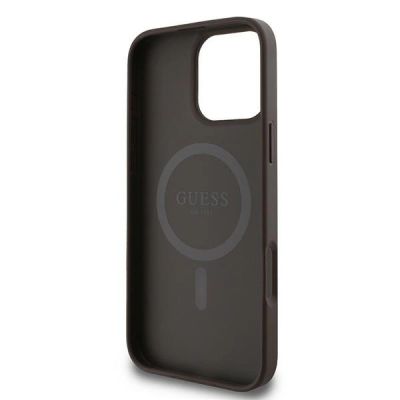 7. Guess 4G Ring Classic Logo MagSafe-Hülle für iPhone 16 Pro – braun