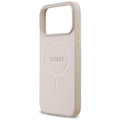 6. Guess Saffiano Classic Logo MagSafe Hülle für iPhone 18 Pro Max / iPhone 17 Pro Max – Pink