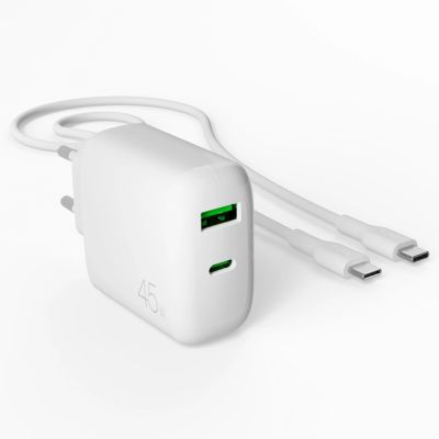 4. Puro Daily Prolite 45W USB-C USB-A Power Delivery Ladegerät mit USB-C Kabel - Weiß