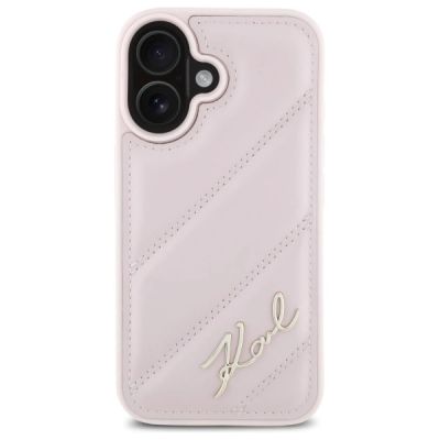 3. Karl Lagerfeld Quilted Signature Hülle für iPhone 16 – Rosa