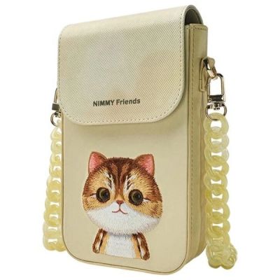 5. Nimmy Big Eyed Pet 2.0 Cat 3-in-1-Set: Handytasche + Geldbörse + Tracker-Hülle – Beige