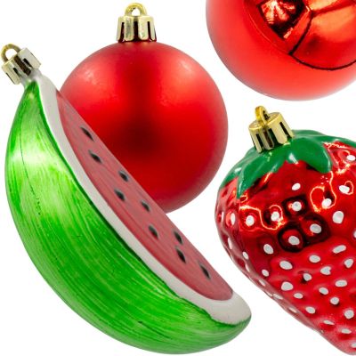 12. Dekorative Kugeln aus Kunststoff, sicher, 7 Stück, Erdbeer-Wassermelone