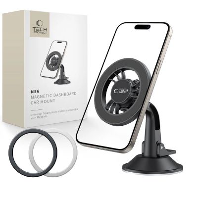 3. Tech-Protect N56 Magnetische MagSafe Autohalterung für Cockpit, Windschutzscheibe - Schwarz