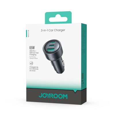 6. Joyroom JR-CCN19 65W 3-in-1 Autoladegerät Dunkelgrau