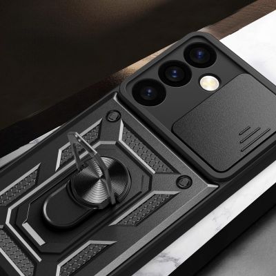 8. Hybrid Armor Camshield Panzerhülle für Samsung Galaxy S24+ mit Kameraabdeckung – Schwarz