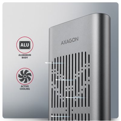 8. Axagon EEM2-20GD Festplatten-Dockingstation USB 3.2 Gen 2 (3.1 Gen 2) Typ-C Schwarz, Grau