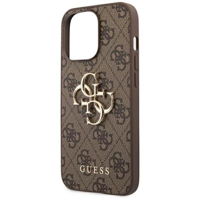 6. Guess 4G Big Metal Logo Case für iPhone 14 Pro - Braun