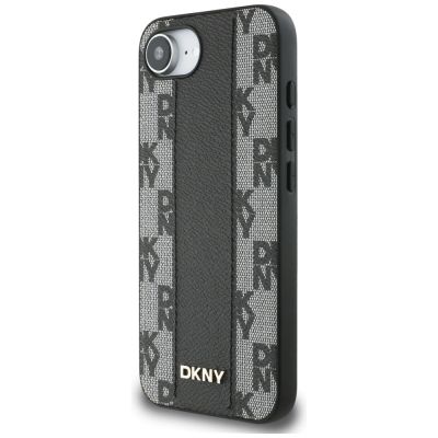 2. DKNY Leder Kariertes Monomuster MagSafe iPhone 16e Hülle - Schwarz