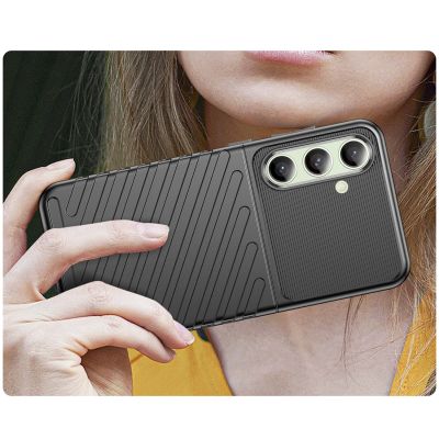 6. Thunder Case Hülle für Samsung Galaxy S24 FE Silikon Panzerhülle - Schwarz